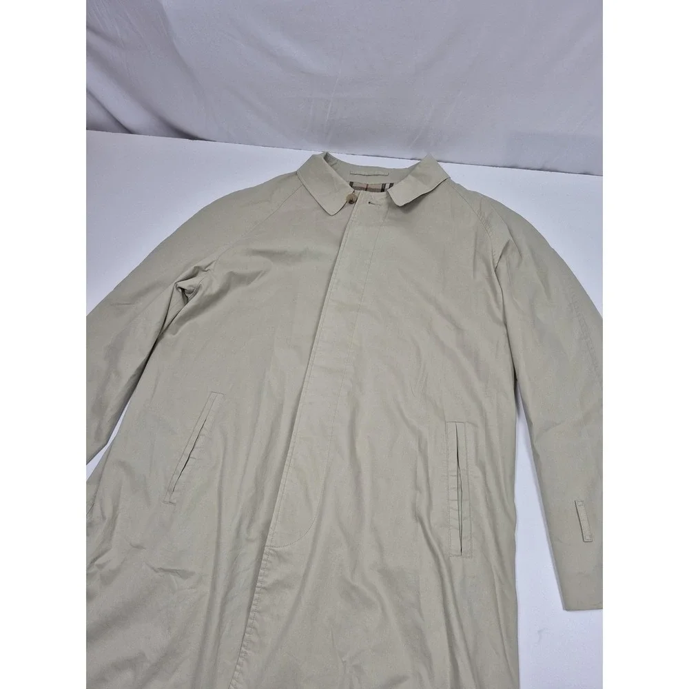 Burberry Coat Mens 46 Beige Cotton Rain Mac Nova Check Lined Classic Trench